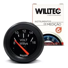 Willtec Analógico Cor Preto Voltimetro 8-16v Mostrador Fundo 