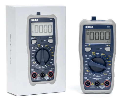 Tester Multimetro Bremen 8652 Con Detección De Voltaje Sin Contacto Y Termocupla De Temperatura Linterna
