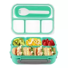 Lunchera Vianda 4 Divisiones Contenedor + Cubierto 1300 Ml