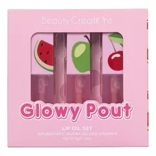 Set Lip Oils Aceite Labios Beauty Creations Glowy Pout 3 Pzs Acabado Brillante Color Nude