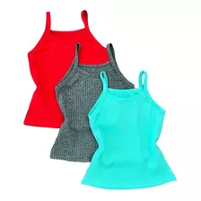 Kit 3 Regatas Juvenil Alcinha Básica Feminina Verão Oferta