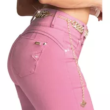 Pantalón Rosa Skinny Y Cinturon Seven Jeans Mezclilla Mujer