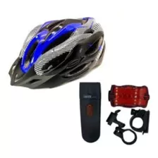 Capacete P/ Esportes Viseira Removível E Led + Farol Bike Cor Preto Tamanho Único