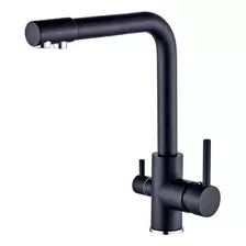 Grifo 3 Vías Recto Negro Para Purificador Bajo Mesa