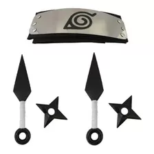 Kit Naruto - Duas Shurikens + Bandana +duas Kunais Naruto