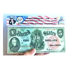Cédula De 5 Dólares Ano 1869 Estados Unidos De América /04