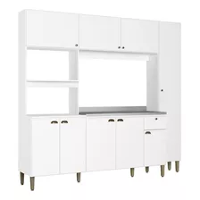 Cozinha Compacta Moderna 9 Portas 1 Gaveta 230cm Branco Thb