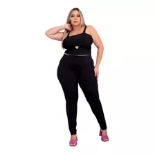 Conjunto Feminino Calça Legging C/ Cropped Lacinho Plus Size