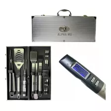 Kit Churrasco Luxuoso +maleta Aluminio Semelhante Tramontina