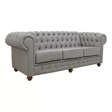 Sofá Sillón 3 Cuerpos Modelo Chesterfield En Tela Aqua Clean