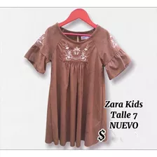Vestido Nuevo Zara Kids Talle 7 Marron 