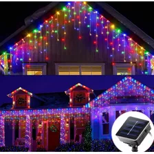 Luces De Navidad Cascada Multicolor Solar 10 Metros 500 Leds