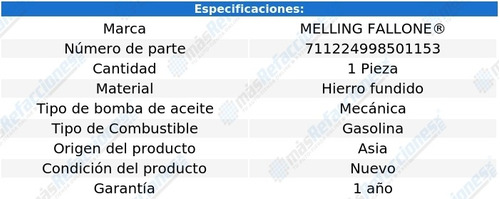 Bomba Aceite Chevy 500 4 Cil 1.4l 81-94 Melling Fallone Foto 2