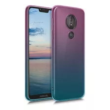 Funda Para Moto G7 Power - Rosa/azul Transparente