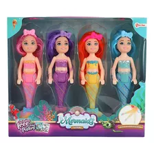 Muñeca Sirena X4 15cm Princesa Caja Nena Juguete Regalo