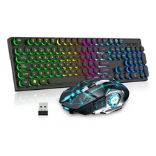 Kit Teclado Mouse Game Retroiluminado Inalambrico Recargable