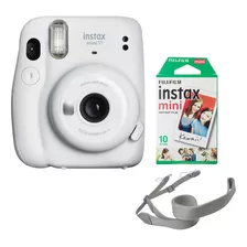 Kit Instax Mini 11 Blanca Con Cartucho 10 Pzas Y Correa Gris