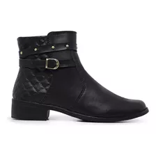 Bota Feminina Coturno Cano Baixo Sintético Ziper 11300