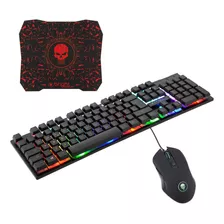 Kit Gamer Teclado Mouse Com Macro Mouse Pad Português Brasil