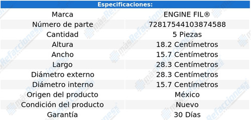 Kit 5 Filtros De Aire H2 V8 6.0l De 2003 A 2005 Engine Fil Foto 2