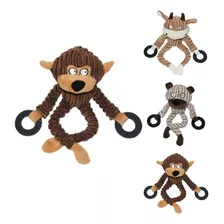 Brinquedo Mordedor Pelúcia 25 Cm Pet Com Apito Cachorro Gato Cor Macaco