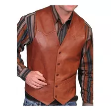 Colete De Motocicleta De Couro Vintage Da Moda Masculina