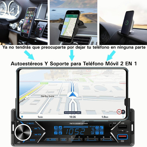 Auto Estreo Reproductor Mp3 Radio Bluetooth Y Soporte Mvil Foto 3