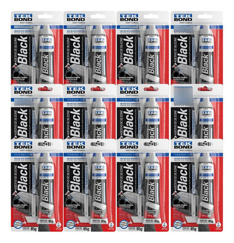 12x Cola Silicone Tek Bond Black Alta Performace 85g Preto