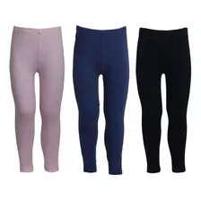 Kit Com 3 Calças Cotton Legging Menina Infantil Criança