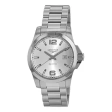 Relógio Longines L3.760.4.76.6 Conquest 43mm Prata Quartz