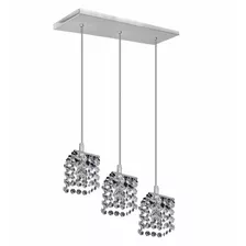 Lustre 3 Cubo Cobre Pedrarias Cristais Legitimo Led Inclusa