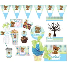 2x1 Kit Imprimible Baby Osito, Baby Shower Blue, Fiesta