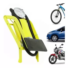 Bomba De Ar Alta Pressão Pedal Encher Pneu Moto Bike Balões Cor Amarelo