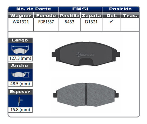 Balatas Delanteras Pontiac Matiz 2007 2008 2009 2010 Wagner Foto 2