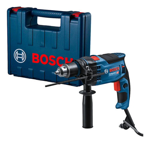 Taladro Percutor Atornillador Eléctrico De 13mm Bosch Gsb 16 Re 850w Con Accesorio Con Maletín De Transporte Azul