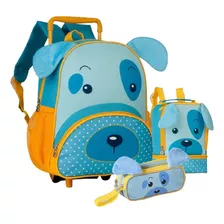 Kit Mochila De Rodinha Lancheira Estojo Pet Clio Nov Oficial