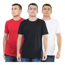 Camiseta Kit Com 3 Camisa Básica Colorida Blusa 100% Algodão