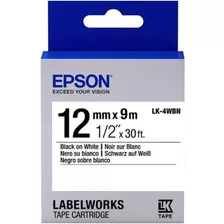 Fita Rotulador 12mm Epson Preto No Branco Lk-4wbn Epson