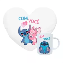 Kit Almofadinha Coração E Caneca Lilo Stich Oferta Especial