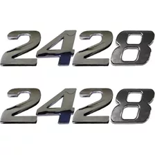 2 Emblema Adesivo Número 2428 Cromado Caminhão Mercedes Benz