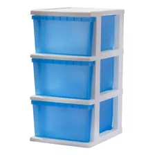 Cajonera Plastico 3 Cajones Armable Azul Wenco