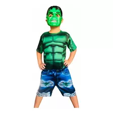 Roupa Infantil Fantasia Curta Com Enchimento Hulk