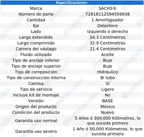 1 Amortiguador Hid Del Izq/der W300 Series V8 6.3l 67 Sachs Foto 2