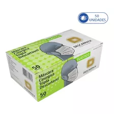 Máscara Tripla Proteção Descarpack C/ Elástico - 50 Unidades Cor Branco