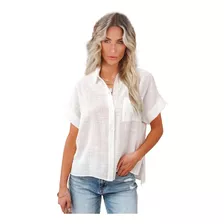 Blusa Miveni Casual De Algodón Y Lino C/botones Para Mujer