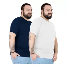Kit 2 Camiseta Básica Masculina Algodão Plus Size G1 G2 G3