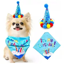 Kit 2 Pçs Chapéu + Bandana Festa Aniversário Pet Cachorro 