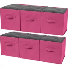 Greenco Cubos De Almacenamiento Plegables, 6 Piezas (rosa) .