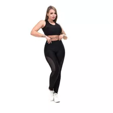 Cropped E Legging Fitness Feminino Mulher Academia Arrastão