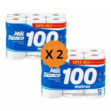 Papel Higienico Mili Bianco Hoja Neutro 100m X12 Pack X2 